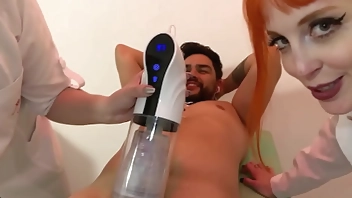 Mel Fire and Nara Neveu control Hex's orgasm with XSpaceCup XS17 masturbator