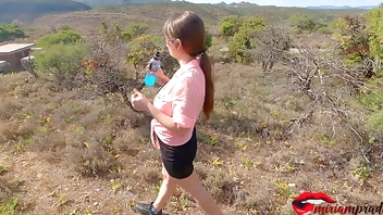 Busty exhibitionist masturbating outdoors / Miriam Prado