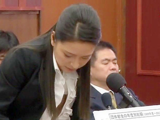 Japanese City Hall Bitches discussing Politics get Fucked